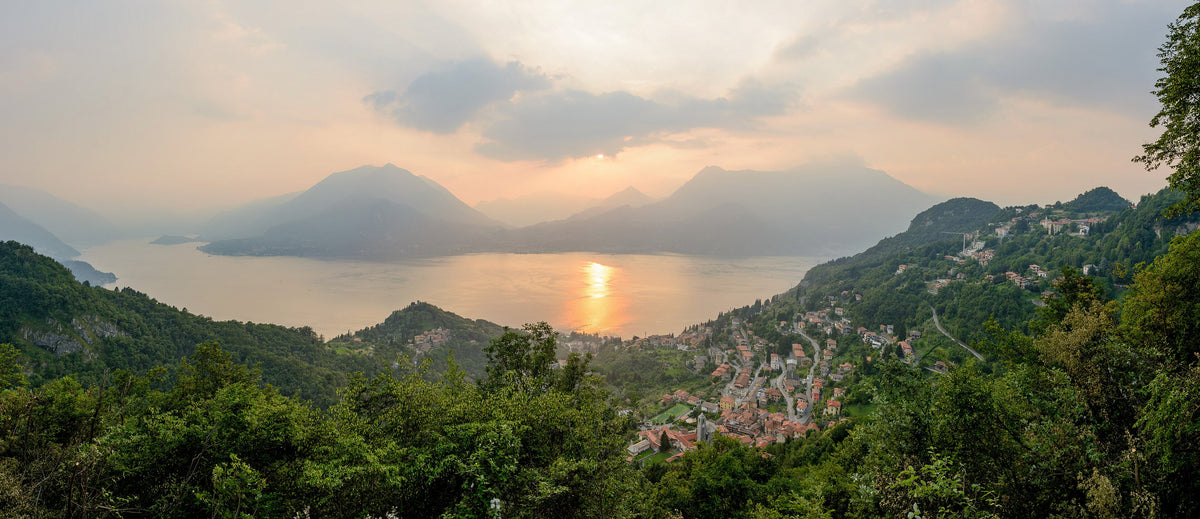 Sunset over Lake Como, the landscape surrounding Passalacqua