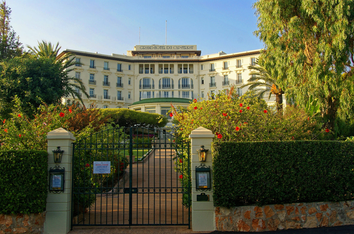 The gated entrance and gardens of Grand-Hôtel du Cap-Ferrat on the Avenue de la Corniche, the Four Seasons hotel on the Cap-Ferrat peninsula