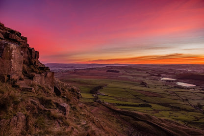 Sunset over Pendle Hill, the view across the countryside surrounding Crow Wood Hotel and Spa Resort near Burnley, not a photograph of the spa itself.