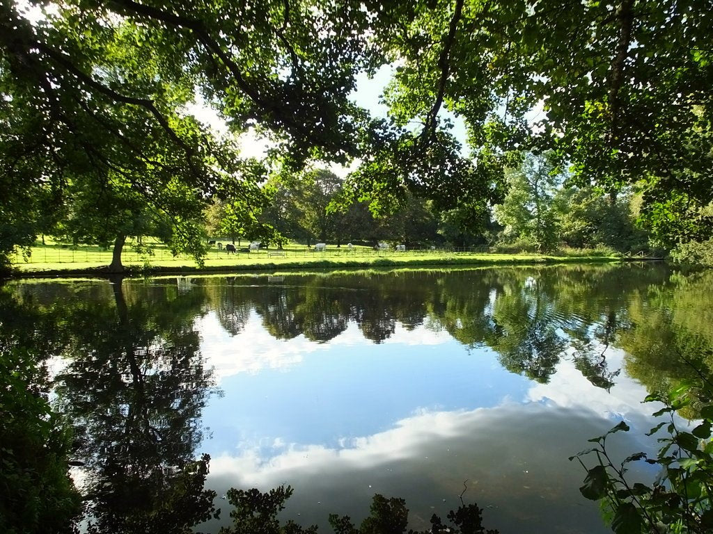 The lake in the historic grounds at Hartwell House, the National Trust owned estate near Aylesbury