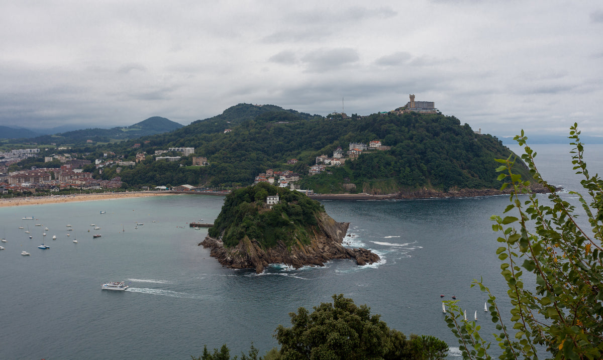 View over San Sebastian's coastline from Monte Igueldo, the headland where Akelarre sits above the Bay of Biscay