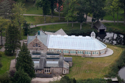 The glass roofed swimming pavilion at Skibo Castle beside Loch Ospisdale