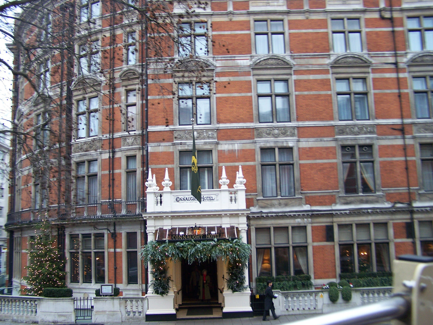 The red brick front of The Connaught on Carlos Place in Mayfair, home of Aman Spa