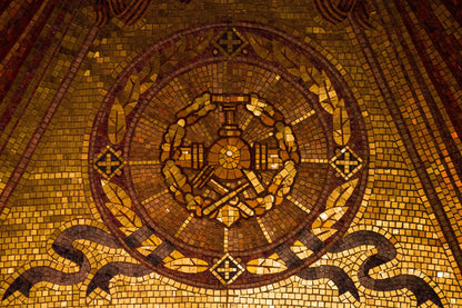 Gold mosaic tiles worked into a pattern overhead, Aquarias Spa at Whatley Manor