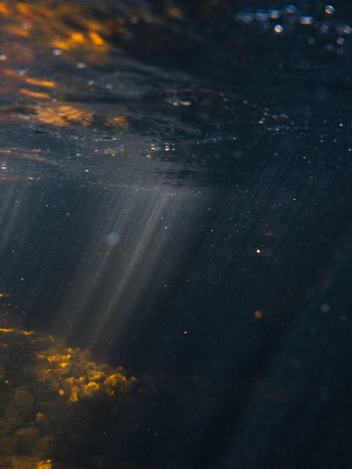 Sunlight breaking through deep water, evoking the manor own natural spring that feeds the spa