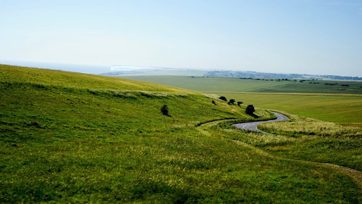 Rolling green South Downs hills under an open sky