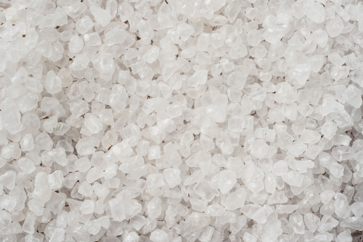Coarse white salt crystals in close up, The House Spa at Dormy House, Broadway